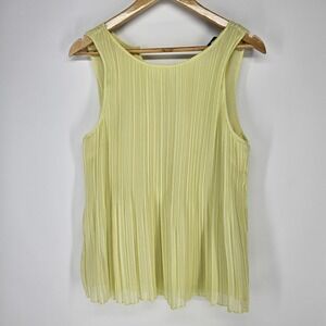 Halogen Pleated Tank Top Womens S Yellow Sleeveless Blouse Fairy Whimsical